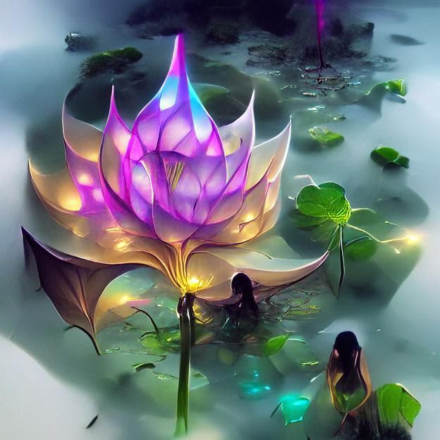Magical Illuminated Lotus in Astral Fantasy World