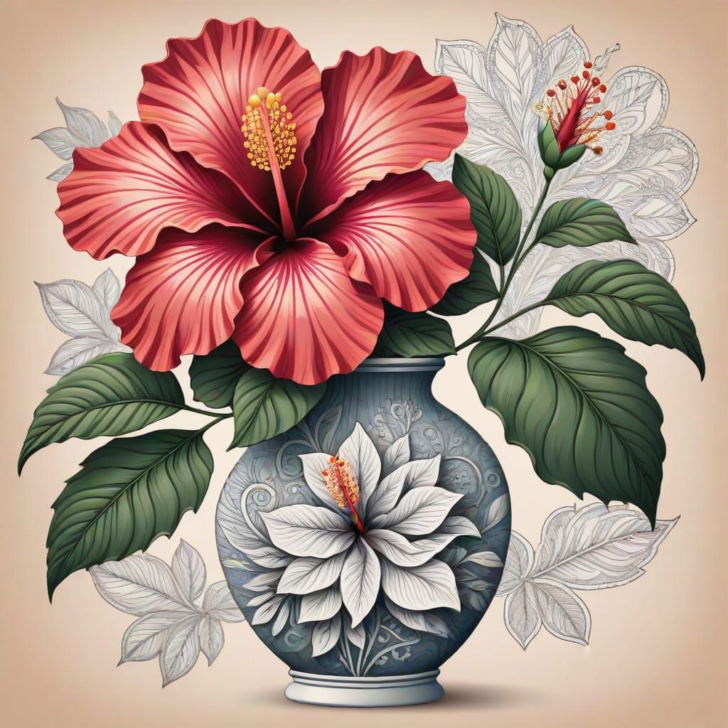 hibiscus flower in a vase.