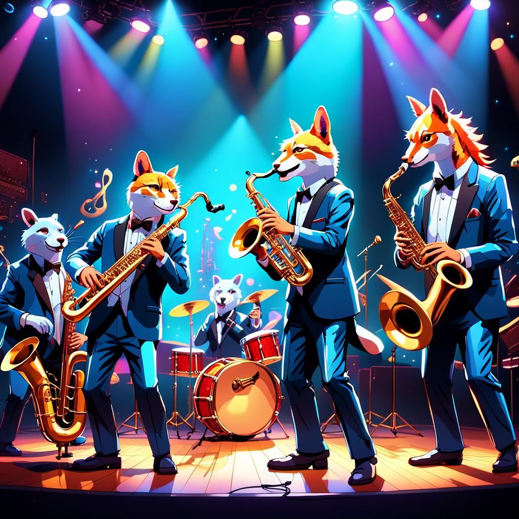 Animals Playing Jazz in Anime-Inspired 3D Art