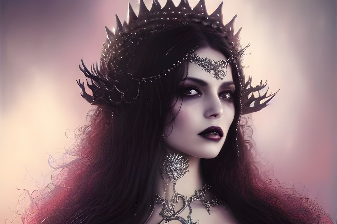 Gothic Queen with Crystals: Digital Illustration