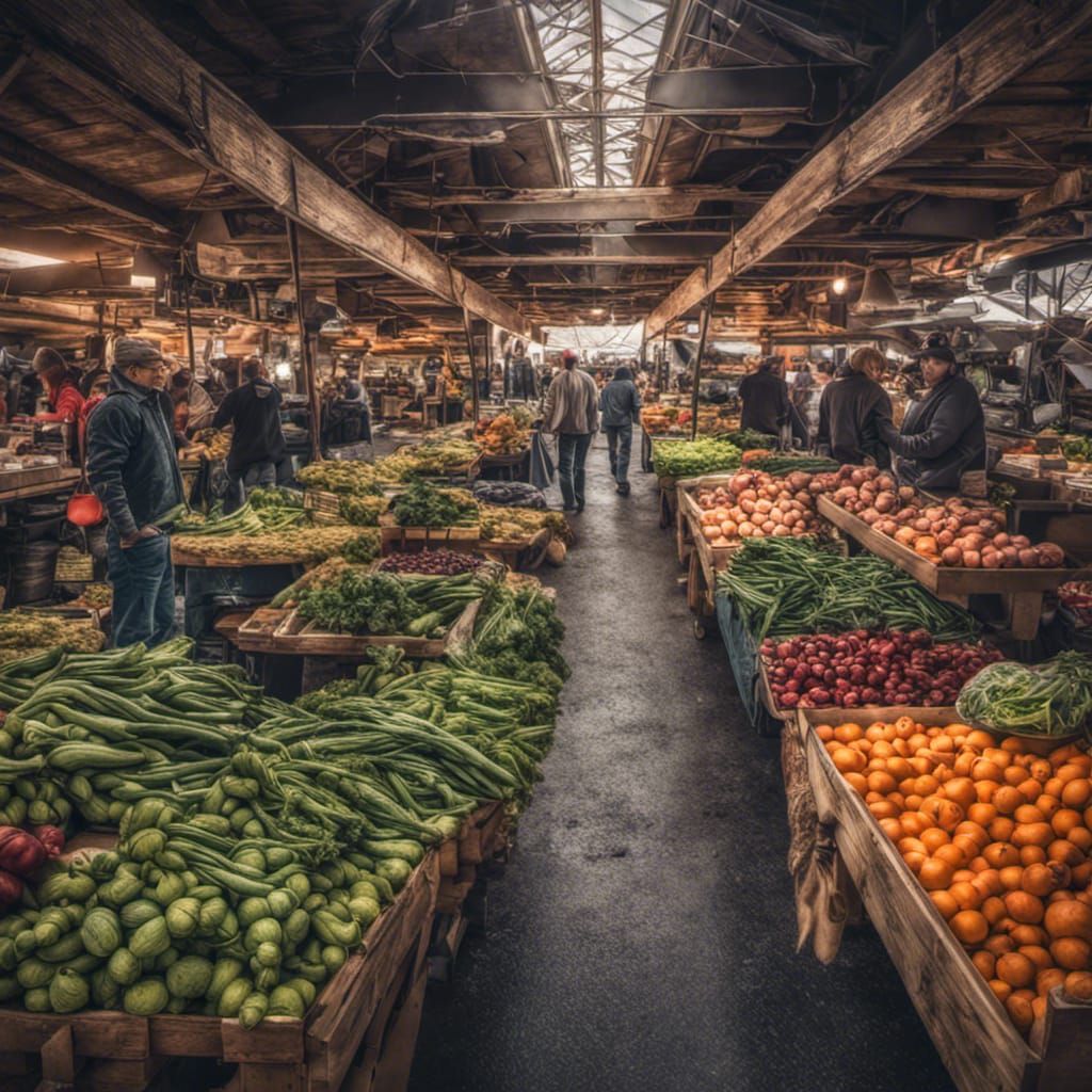 Hyperrealistic Farmers Market in Cinematic Style