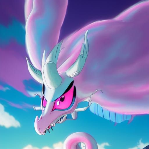 Cotton Candy Dragon in Studio Ghibli Style