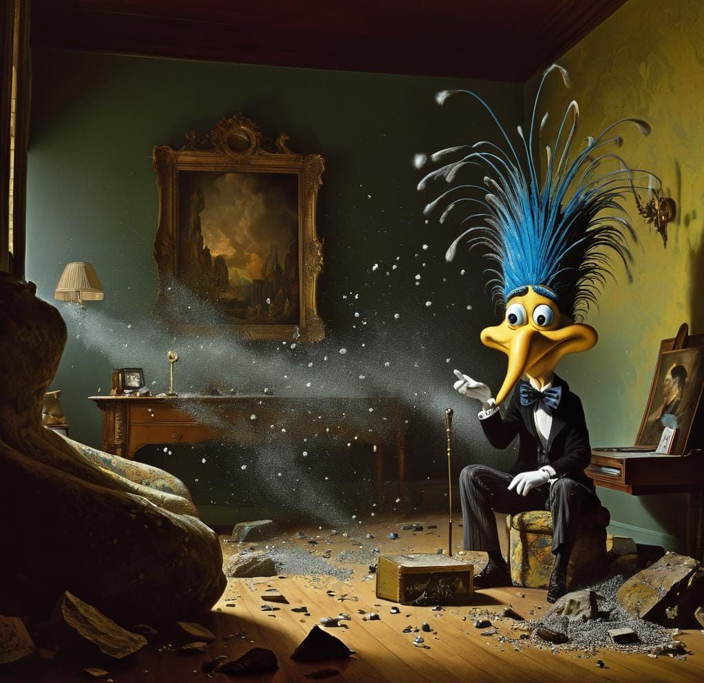 Abstract Portrait of Rock Singer with Magical Particles