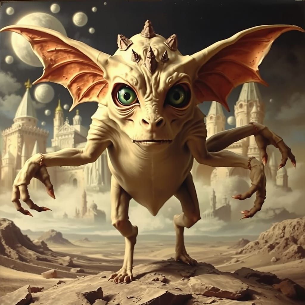 Surrealist Composite Monster in Leonora Carrington Style