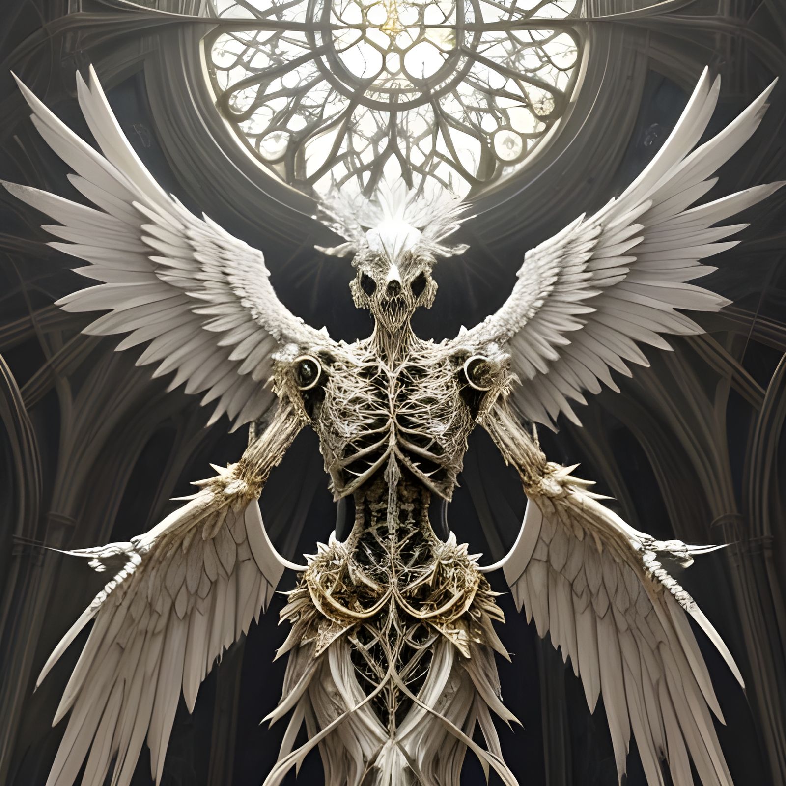Fractured Angel with Gold Filigree and Wings