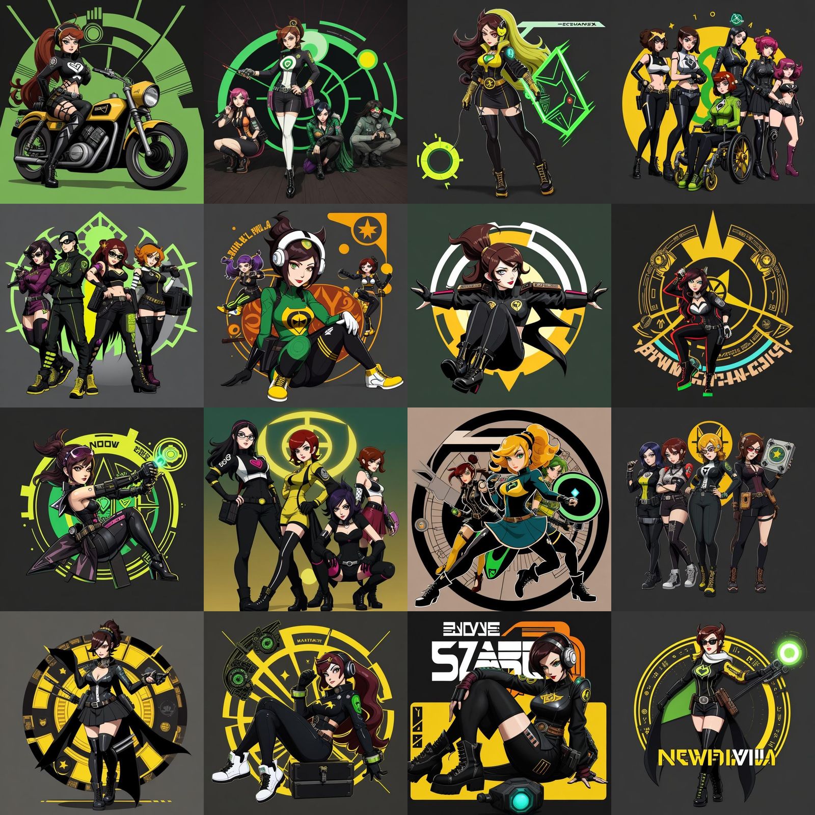 Solarpunk Cartoon Vigilante in Bauhaus Style