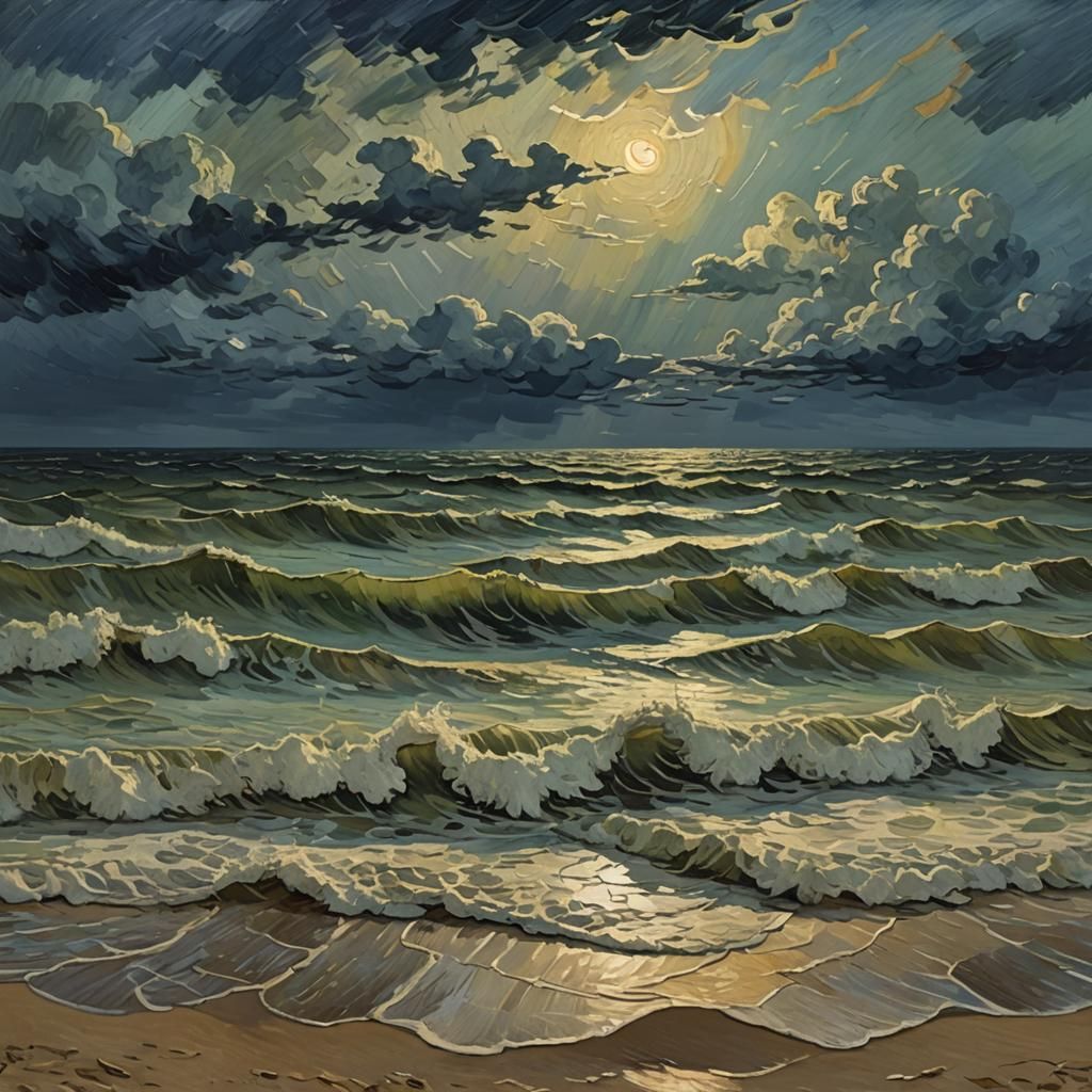 Stormy North Sea Impression as Van Gogh Painting