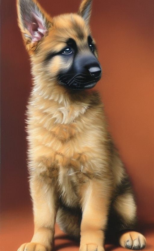 Adorable German Shepherd Puppy in Classical Style