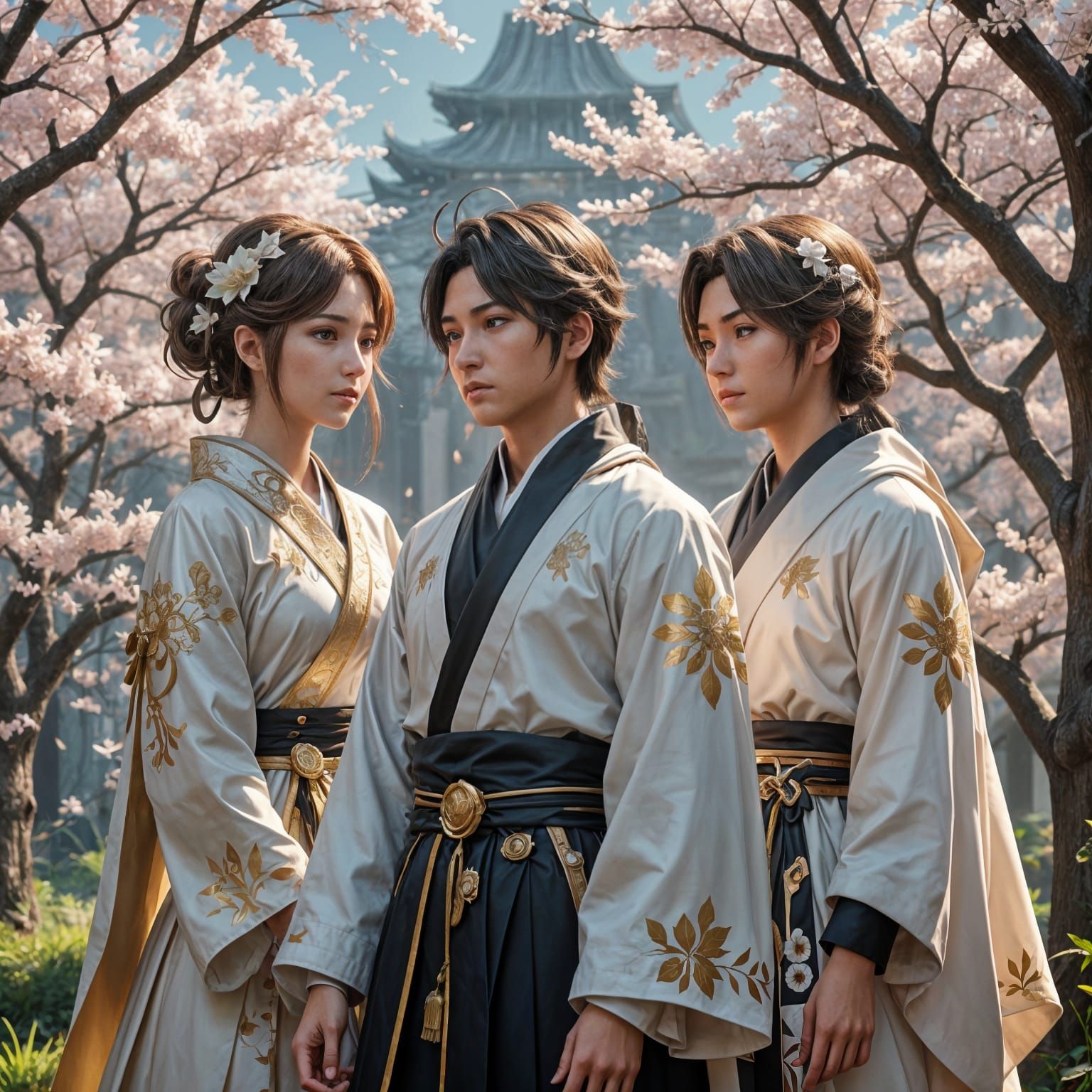 Three Anime Goddesses Unite in Elegance