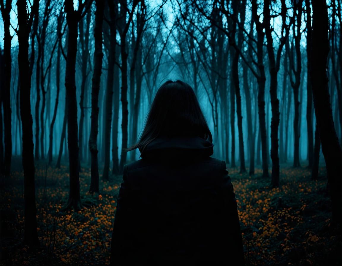 Mysterious Forest Scene in Graphic Novel Style