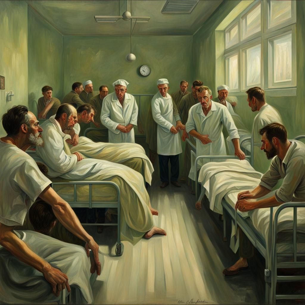 Menace in Hospital Ward, Soviet Realist Style