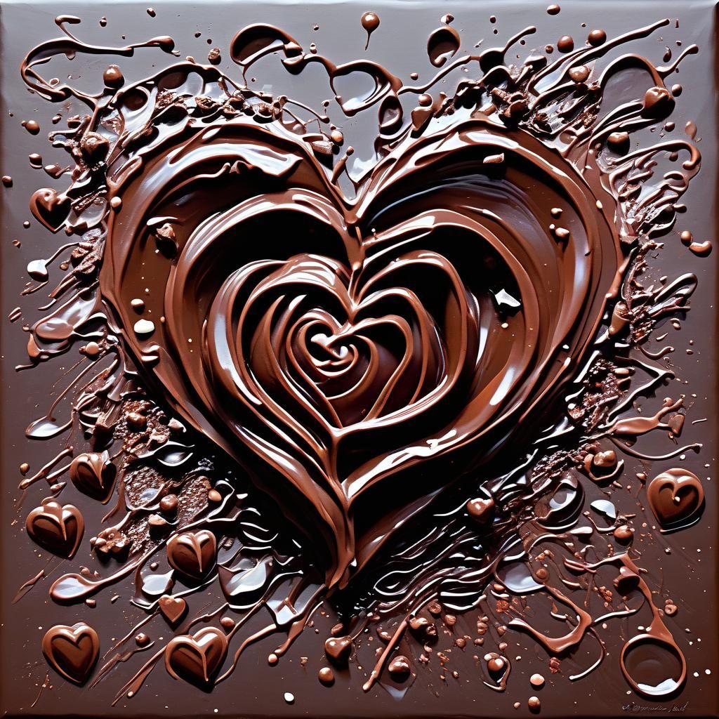 Abstract Valentine's Day Art with Roses and Chocolate