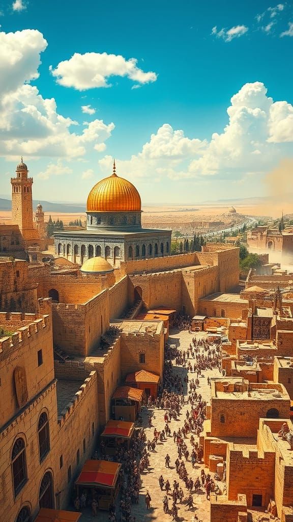 12th-Century Jerusalem in Golden Light, Awe-Inspiring Aerial...