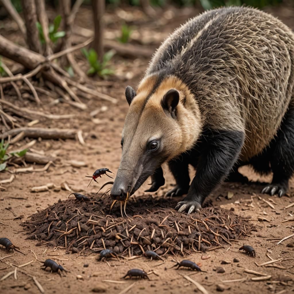 Anteater Eating Ants at Ant Mound