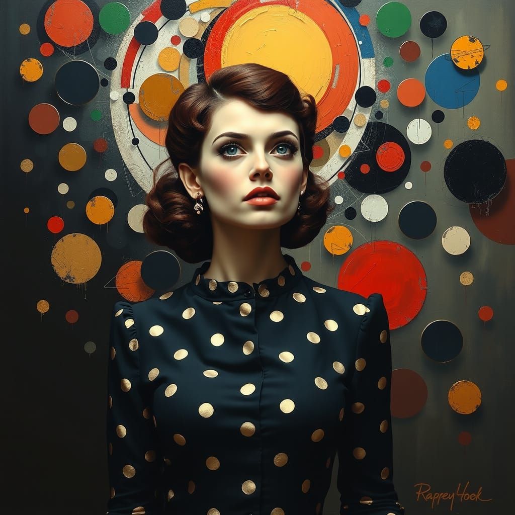 Expressionist Woman in Polka Dot Dress