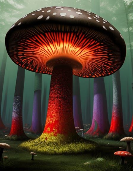 Epic Multi-Colored Mushroom Forest