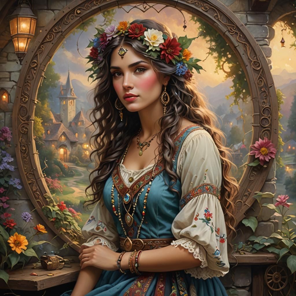 Bohemian Woman in Luminous Artistic Style