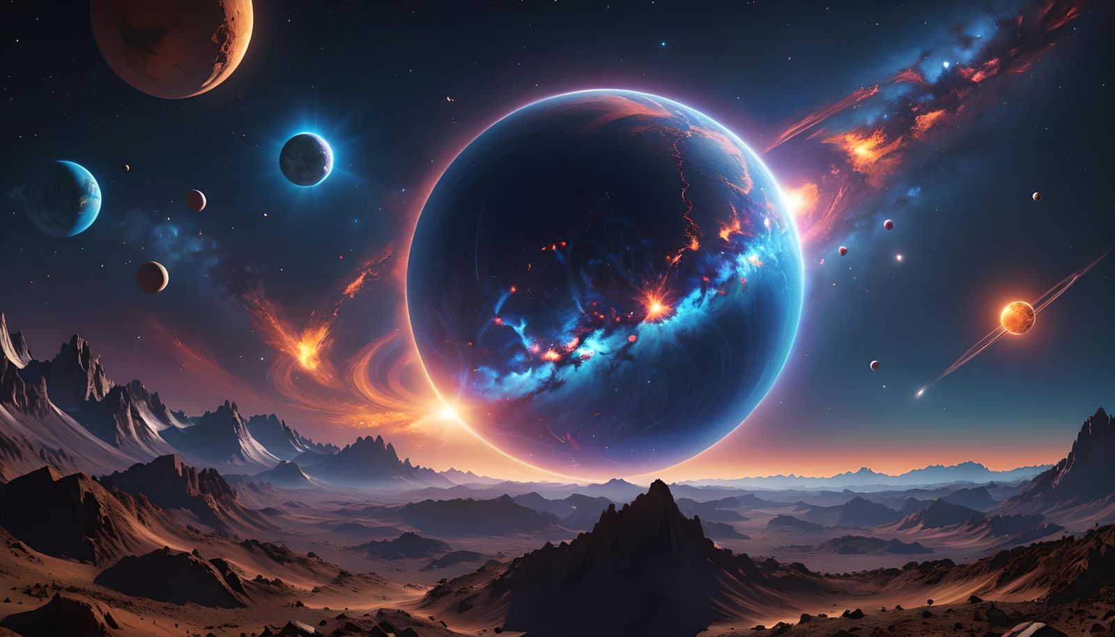 Cosmic Vision in Surrealist Oil Painting Style