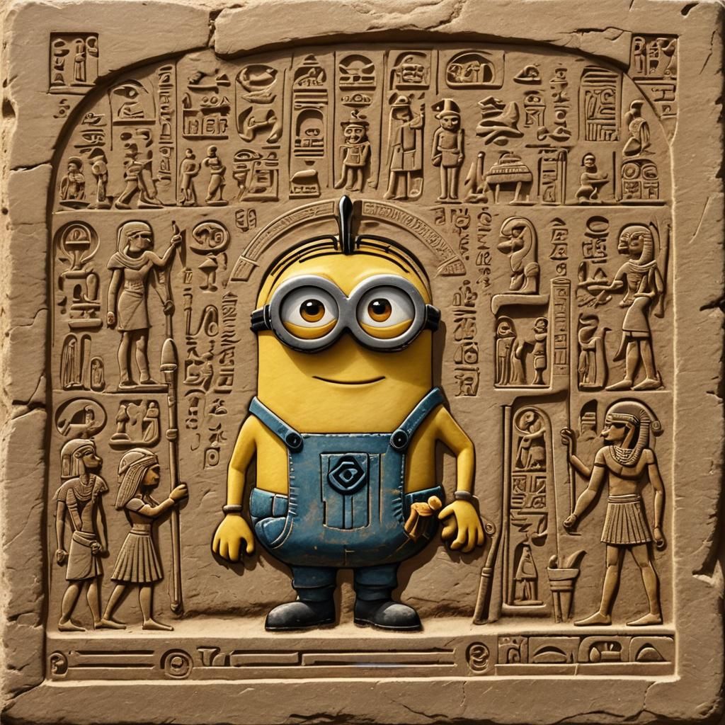 Ancient Egyptian Minion Hieroglyph in 2D Style