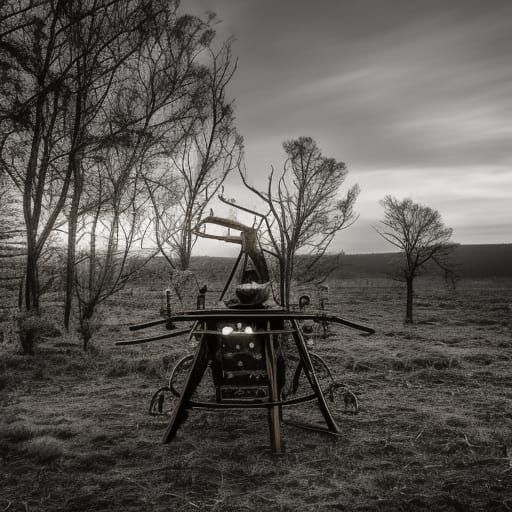 Steampunk Refinery Near Lake with Zeppelin