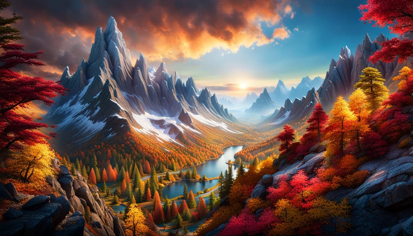 Mountain Landscape Jigsaw Puzzle in Detailed Matte Painting