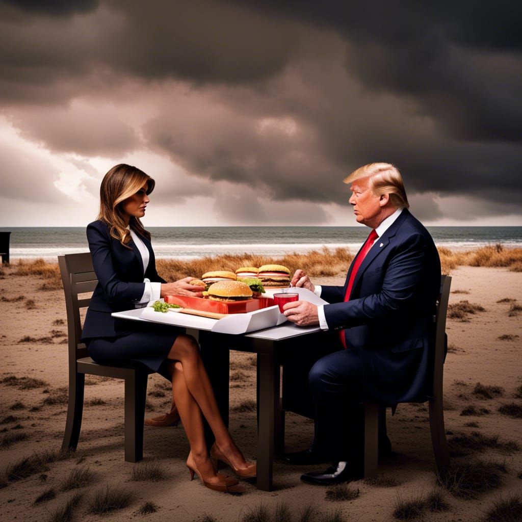 Donald and Melania Seaside Picnic: Chiaroscuro Elegance