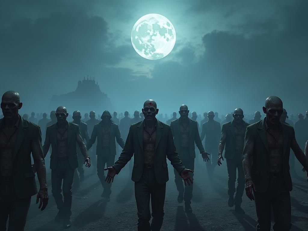 Zombie Horde in Post-Apocalyptic Landscape, Digital Matte Pa...