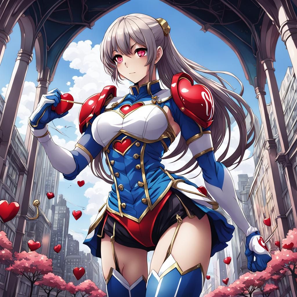 Muscular Heart Girl in Anime Style