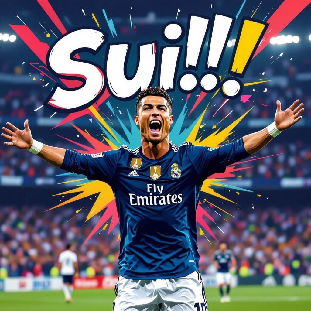 Cristiano Ronaldo Celebrates Goal in Digital Art Style
