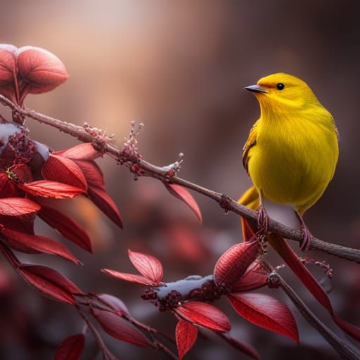 Hybrid Warbler Cardinal in Detailed Matte Painting