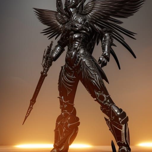 Winged Monk in Futuristic Sci-Fi Style