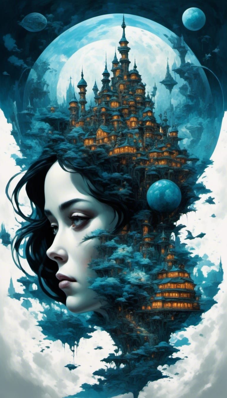 Futuristic Androgynous Bartender in Cybergrunge Spaceport