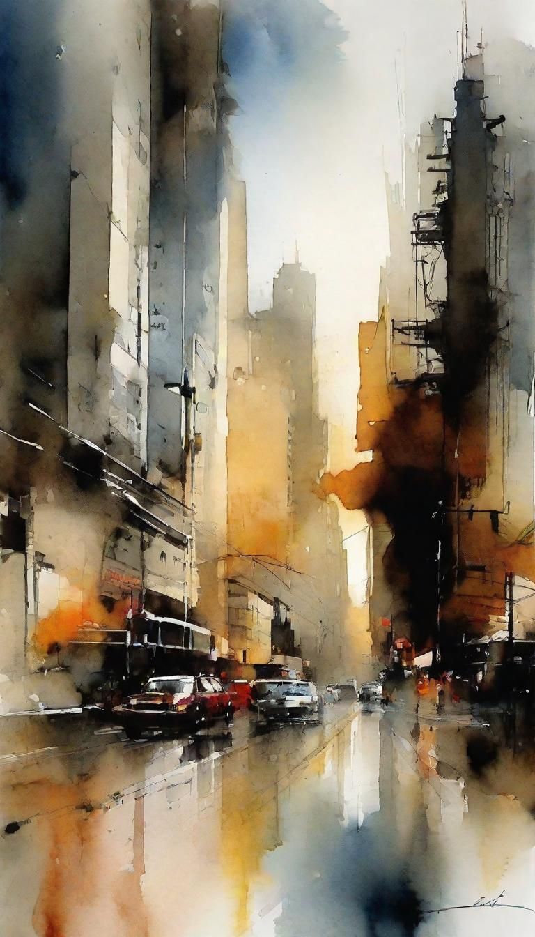 Abstract Mixed Media Painting in Watercolor and Oil