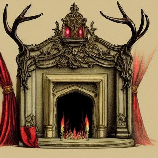 Fantasy Victorian Fireplace with Antlers, Efteling Concept