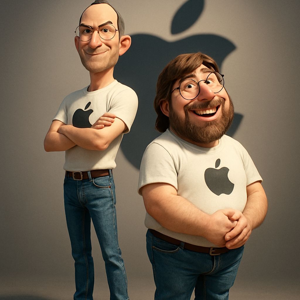 Pixar-Style 3D Portrait with Apple Logo Silhouette