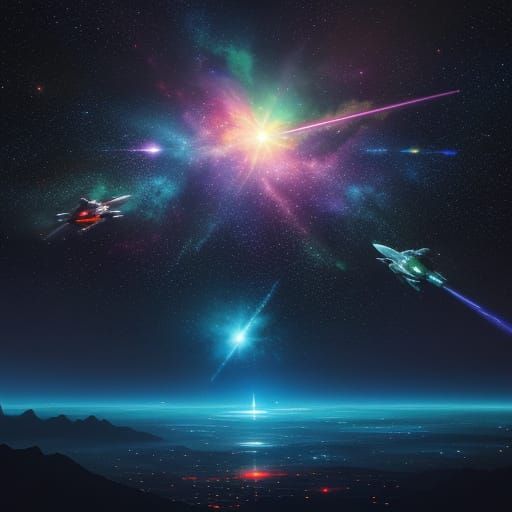 Sci-Fi Spaceship Battle in Deep Space