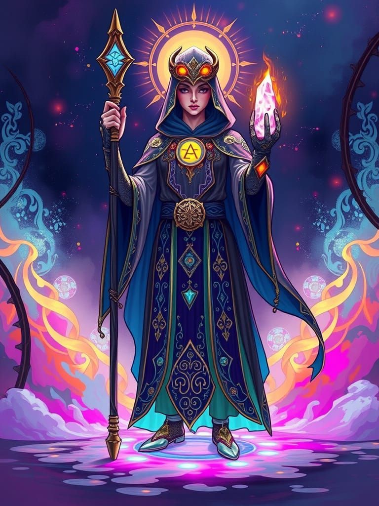 Mystic Healer in Ethereal Robes Casts Healing Spell