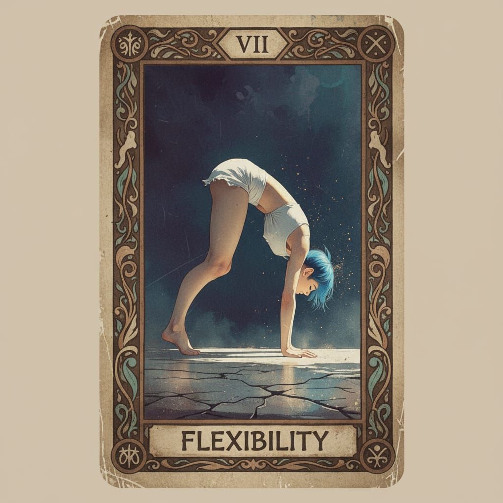 Flexible Acrobat in White Ballerina Outfit on Dark Stage