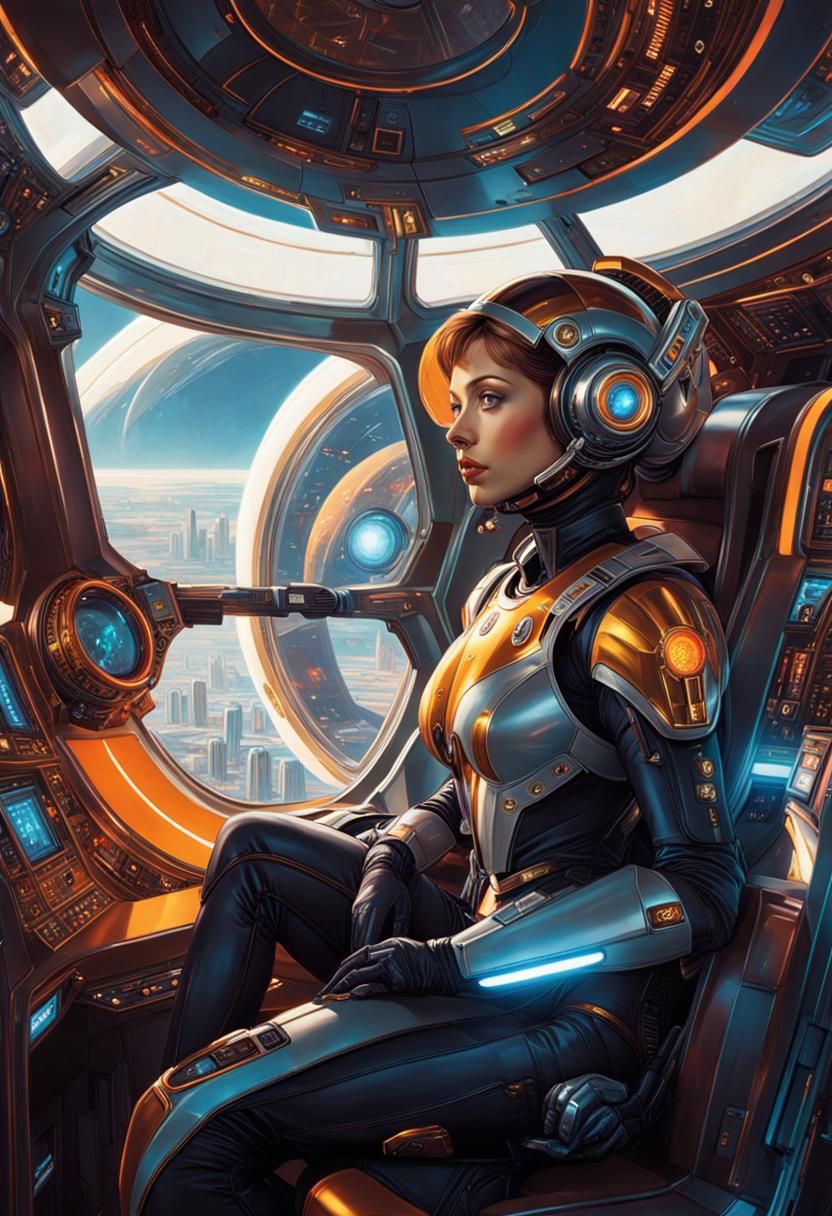 Pilot in Exosuit in Art Nouveau Style