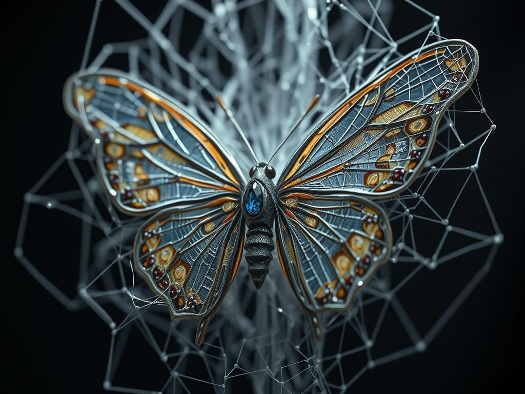Intricate Spiderweb Butterfly Sculpture in Unreal Engine