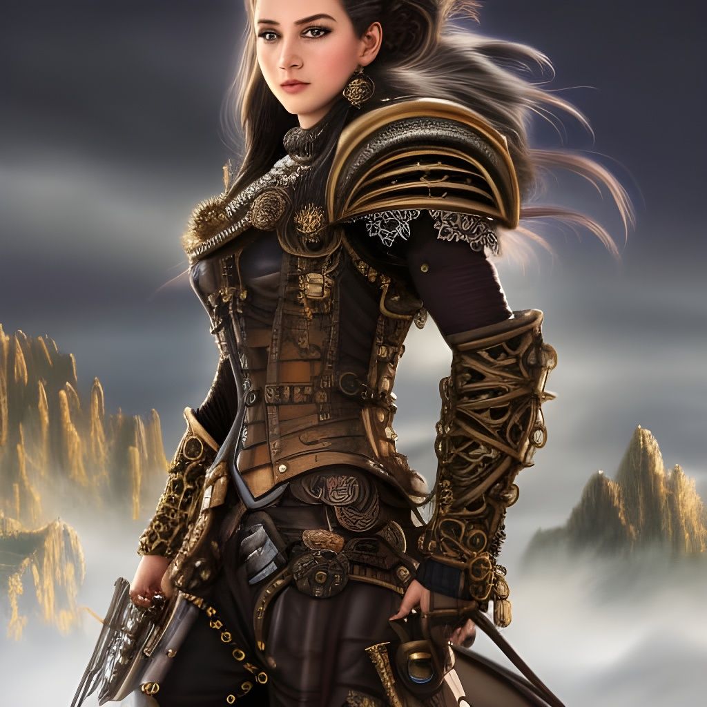 Steampunk Princess Portrait in Detailed Armor