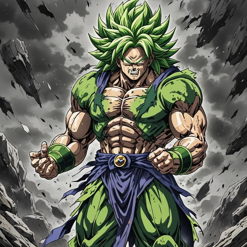Anime Style Image of Broly Holding a Body