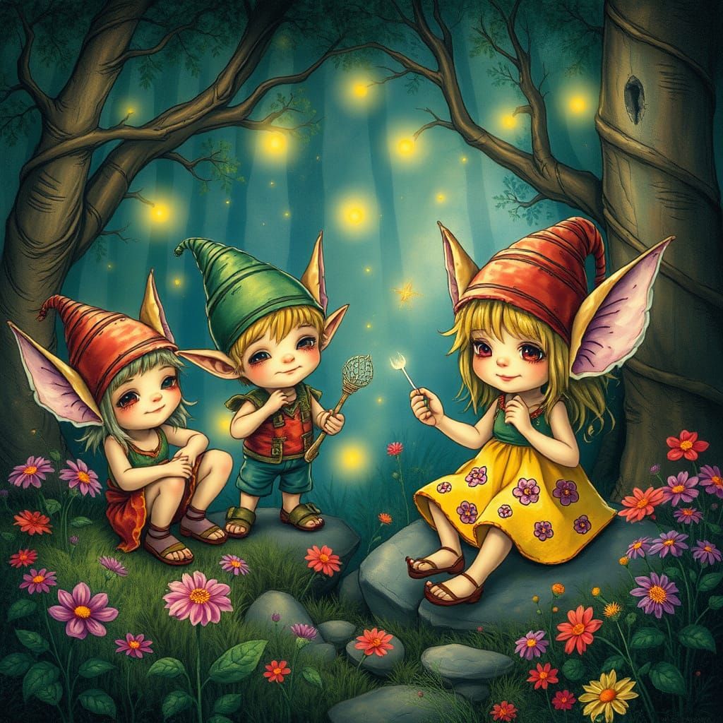 Whimsical Goblins in Enchanted Forest