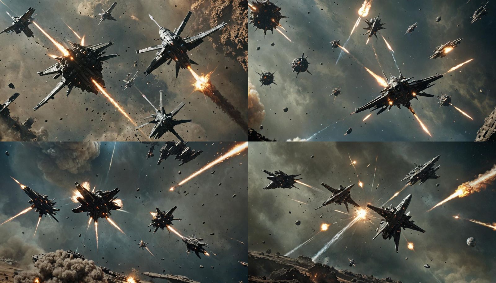 Intense Space Battle: Earth's Defense Against Alien Invasion