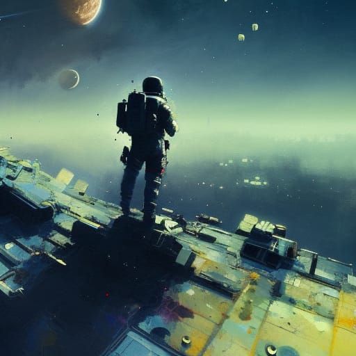 Astronaut in Alien Landscape Speedpaint Fine Art