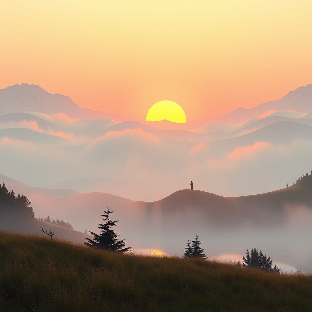 Surreal Sunset Dreamscape in Pastel Hues