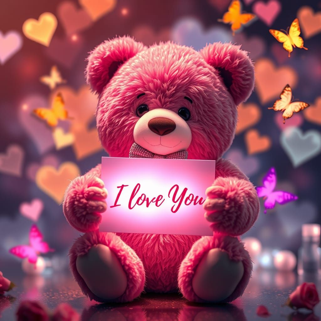 Radiant Teddy Bear with "I Love You" Card