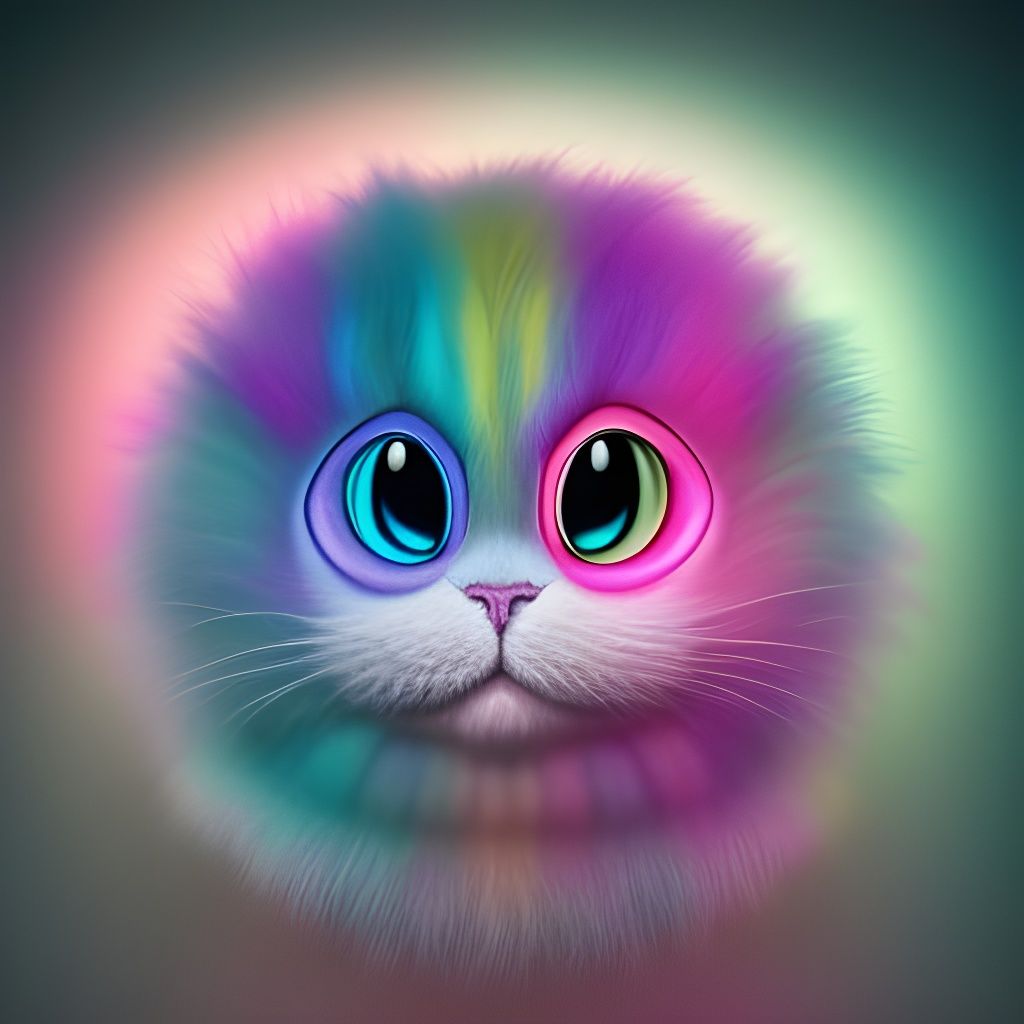Rainbow Cheshire Cat in Japanese Art Style
