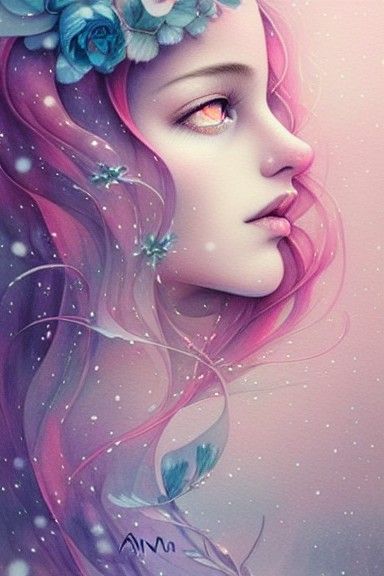 Elegant Snow Flowers Watercolor by Anna Dittmann