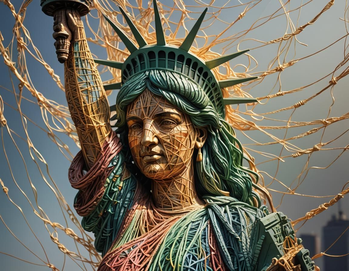 Statue of Liberty String Art in New York Harbor
